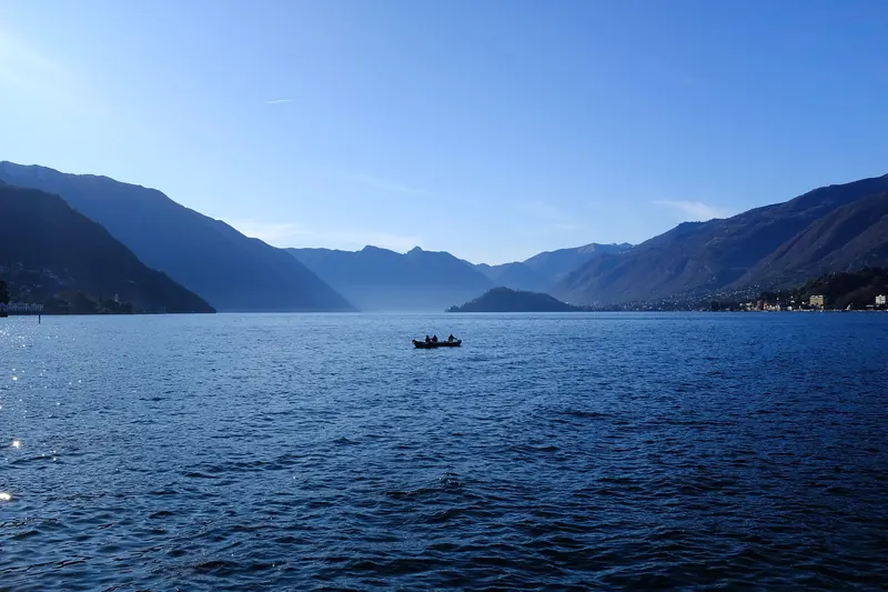 Lake Como seen from Bellagio, with mountain ridges fading into the distance
